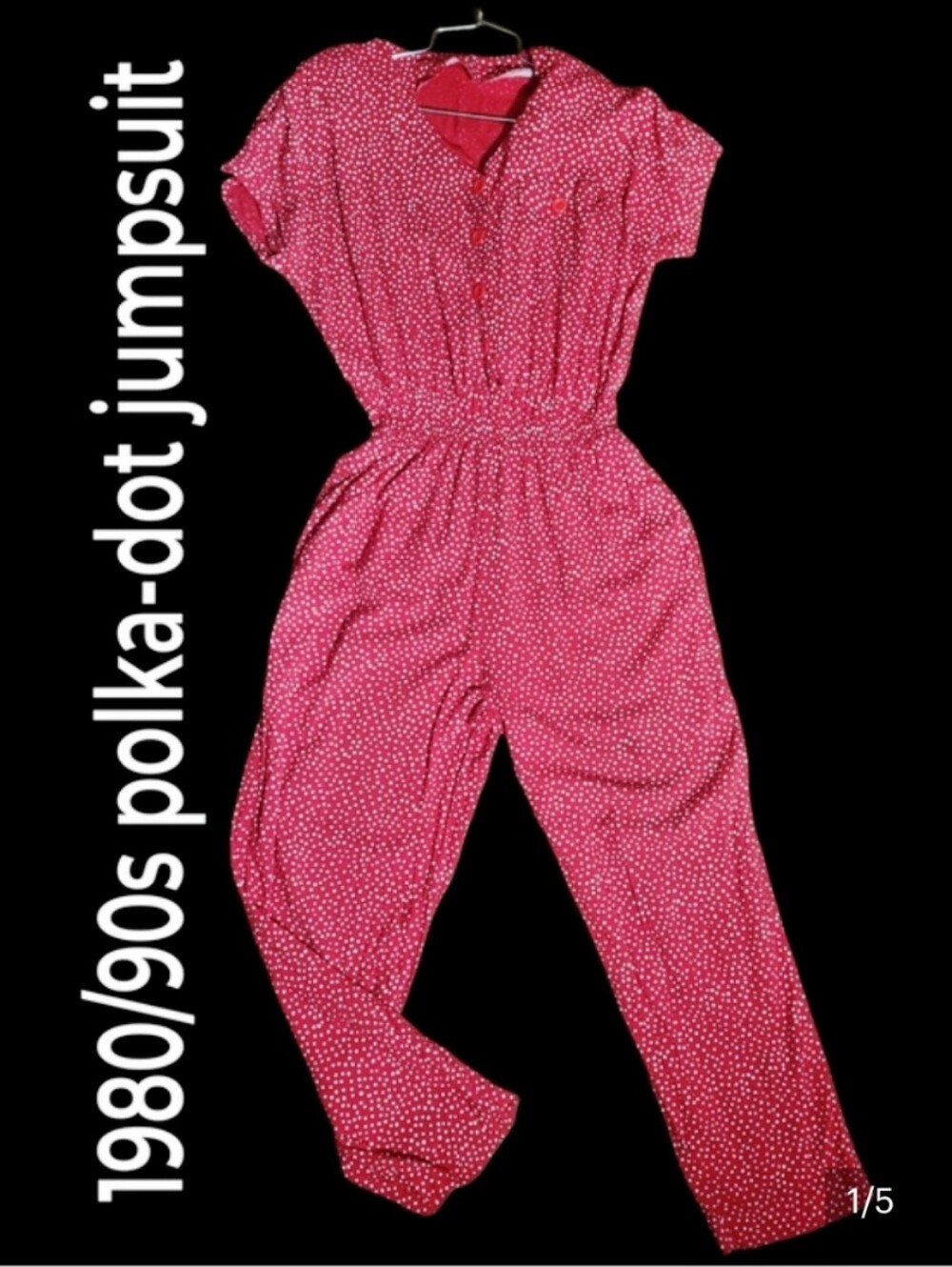 Vintage 1990/1980 Red Polka-Dot Jumpsuit Pinup Rockabilly